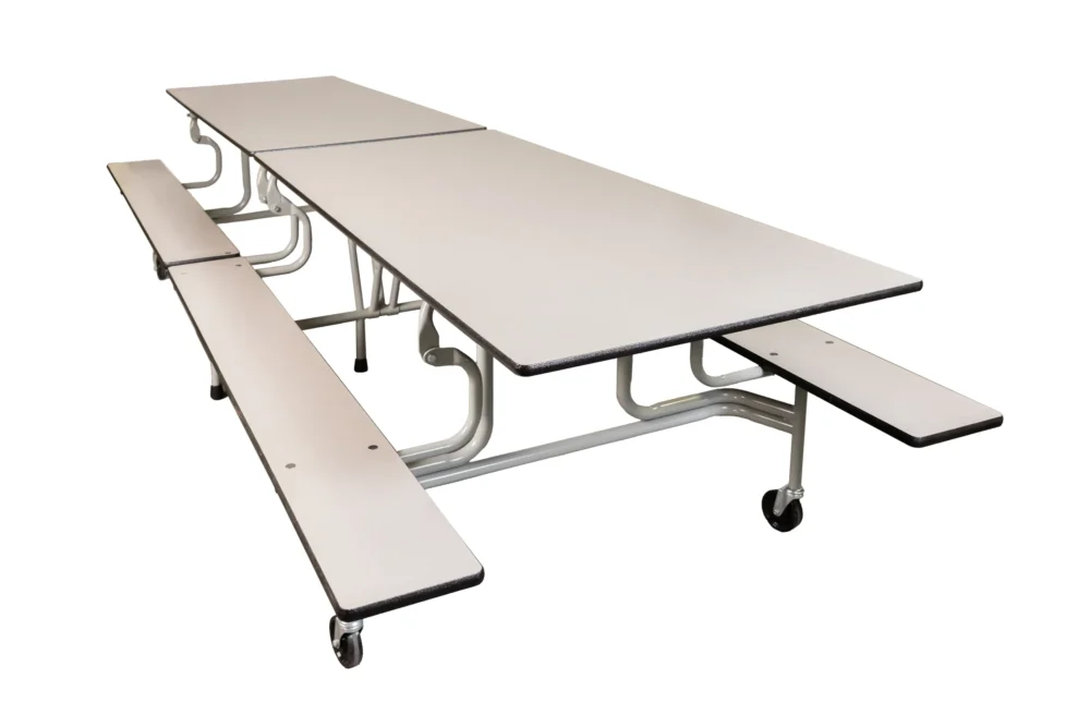 Table pliante et mobile avec barre de torsion et bancs pliables